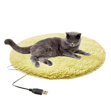Imagem de Almofada de aquecimento de inverno para animais de estimação de pelúcia quente cachorro gato cobertor elétrico impermeável carregamento USB tapete de dormir de temperatura constante para almofada de viagem vermelha, verde, 40 cm