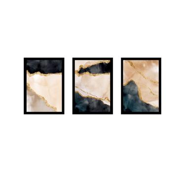 Imagem de Tríptico - Quadros Decorativos Abstrato Mármore Grande