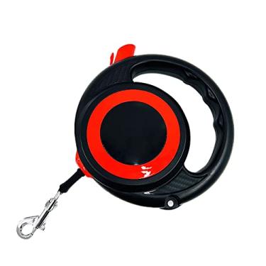 Imagem de Coleira retrátil para cães para fita de nylon Coleira de caminhada para cães pequenos médios Coleira de corda longa para treinamento de cães cordão de verificação para atividades ao ar livre, acampamento ou quintal, vermelha, 5 m/16,4 pés