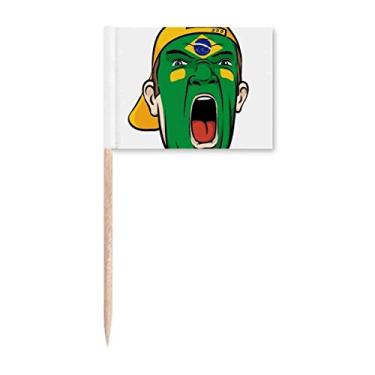 Imagem de Bandeira nacional do Brasil para maquiagem boné de toque de palito de dentes marcadores para decoração de festa