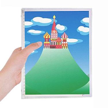Imagem de Caderno chinês francês com castelo de montanha e folhas soltas recarregáveis