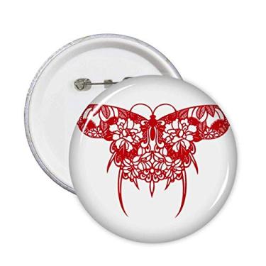 Imagem de Borboleta de pipa chinesa em alfinetes vermelhos com emblema de botão para decoração 5 peças