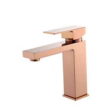 Imagem de Torneira Monocomando Quadrada Bica Baixa Rose Gold Luxo Banheiro Lavabo Inovartte IN49