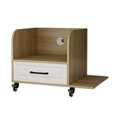 Imagem de KIZQYN Suporte de impressora Rack de suporte de mesa de escritório sob polia do chão ao teto Suporte de impressora Rack Suporte de armazenamento Moldura principal com Impressora de mesa de gaveta (Cor: B-50 * 38 cm - com suporte)