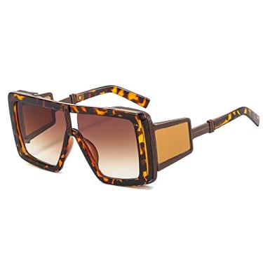 Imagem de Óculos de sol de luxo de uma peça para mulheres vintage quadrado grande gradiente óculos de sol masculinos pernas largas tons bege, 7, tamanho único