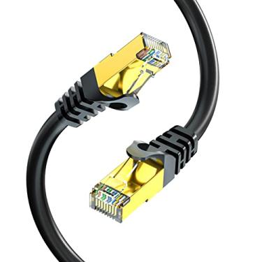 Imagem de BIFALE Cabo Ethernet Cat7 de 15 m, cabo externo Cat7 de blindagem tripla SSTP 10Gbps 600MHz Ethernet Patch Cable para roteador modem LAN RJ45, à prova de UV/água, enterro direto, revestimento PE