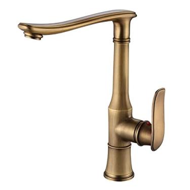 Imagem de LIDON Torneira de pia de cozinha retrô, torneira giratória de 360 graus para pia de banheiro, torneira para pia de cozinha 1 furo, torneiras de cozinha pretas, preto (cor: antigo)