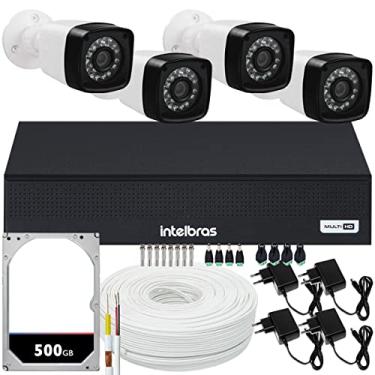Imagem de Kit Cftv 4 Câmeras Segurança 1080 2mp Dvr Intelbras Fonte 1a