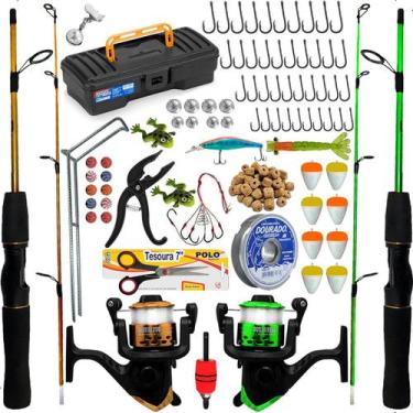 Kit Pesca Maleta Vara Molinete Linha Completo - 81 Itens