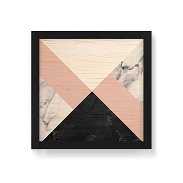 Imagem de Arte Maníacos Quadro Decorativo em Madeira Escandinava Faixa Dupla Rosa - 30x30cm (Moldura caixa em laca preta)