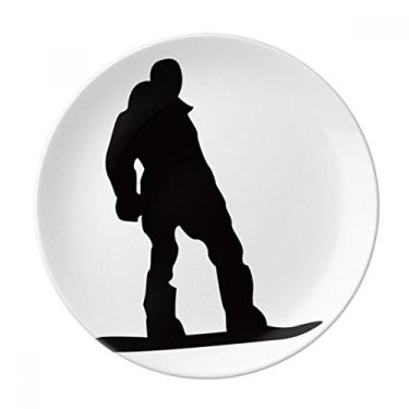 Imagem de Skateboarding Sport Black Outline Pattern Plate Decorative Porcelain Salver Tableware Dinner Dish