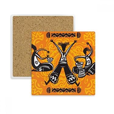 Imagem de Dance Celebrate Mexico Totems Pandeiro Quadrado Porta-copos Caneca Suporte Subplaca Pedra de Isolamento