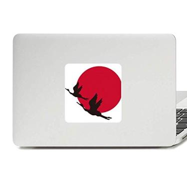 Imagem de Adesivo de vinil de gansos voadores preto vermelho Japão decoração de PC