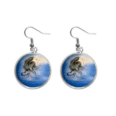 Imagem de Brinco feminino Orquídea Fantasy Girl estilo chinês aquarela brinco pendente prata gota joia