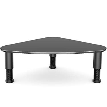 Imagem de Suporte de canto de mesa de vidro temperado para monitor de computador e laptop preto HD01B-003