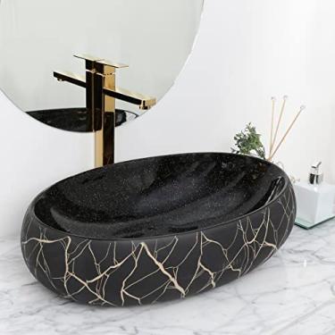 Imagem de Cuba Pia Louça Cerâmica Apoio Banheiro 60x42cm Luxo Black