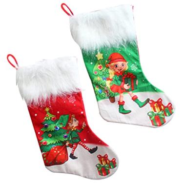Imagem de BCOATH 2 Pçs Saco De Meia De Natal Lancheiras Para Crianças Bolsas De Natal Bolsas Para Crianças Meias De Doces De Natal Porta-Doces De Natal Meias De Elfo Meia De Festa De Natal Meia De
