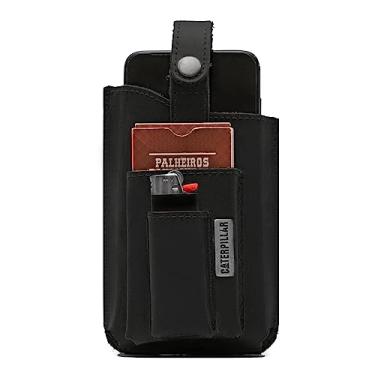 Imagem de Bainha Caterpillar Porta Celular, Isqueiro E Cigarro, Couro Cor:Preto