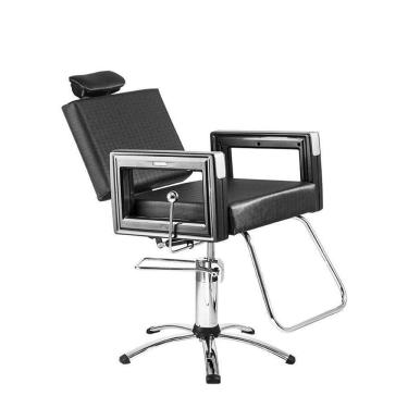 Cadeira de Barbeiro Reclinável Creta Prime - Pé Redondo - Cadeira