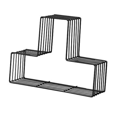 Imagem de STOBAZA Prateleira De Parede De Linha Geométrica De Ferro Forjado Estante De Metal Prateleira De Armazenamento De Metal Prateleira De Armazenamento De Metal Prateleiras Flutuantes De