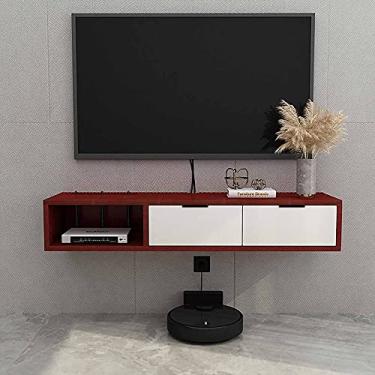 Imagem de Suporte de TV flutuante montado na parede, unidade de parede flutuante de entretenimento fosco com 2 gavetas, sala de estar, escritório, quarto, prateleira de armazenamento multimídia. Olá
