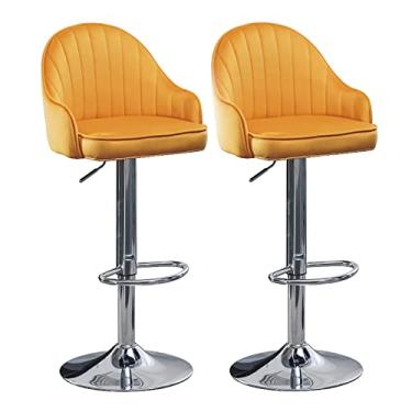 Imagem de Cadeiras de jantar cadeiras de sala de jantar elegantes bancos de bar giratórios ajustáveis conjunto de 2 cadeiras de bar de cozinha de veludo acolchoado grosso de veludo com encosto e apoio para os pés, bancos de bar de café da manhã com encosto alto para casa Kitc
