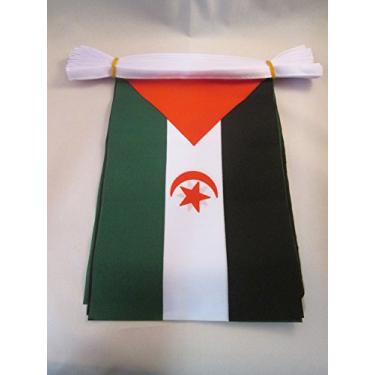 Imagem de PAINHA AZ Western Sahara 6 metros Bandeira de Bandeiras 20 Bandeiras 9" x 6" - Sahrawi - Bandeiras de Corda do Saariano Ocidental 15 x 21 cm
