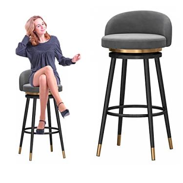 Imagem de Cadeiras de jantar cadeiras de sala de jantar banqueta de bar com encosto conjunto de 1/2,25,6 polegada banco de altura de balcão de veludo cadeira de bar giratória estofada moldura de metal preto para cozinha ilha sala de jantar pátio tudo é