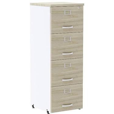 Imagem de Armário de Arquivo Oficio Pe25 Pandin 45,70 cm (largura) em Mdp Cor Nogueira Casablanca e Branco 4 Gavetas