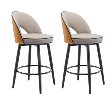 Imagem de Cadeiras de jantar cadeiras de sala de jantar banqueta giratória conjunto de 2, bancos estofados de couro PU premium com encosto para pub casa bar sala de jantar tudo está bem