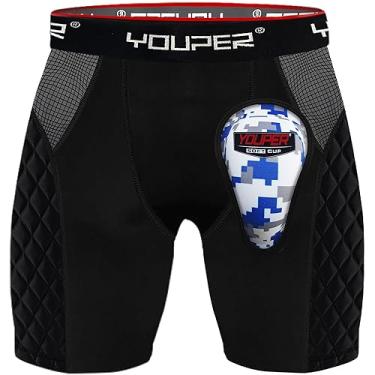 Imagem de Youper Short de compressão juvenil Elite – Shorts acolchoados com proteção macia para beisebol, softbol, futebol, lacrosse, MMA, Preto, Medium