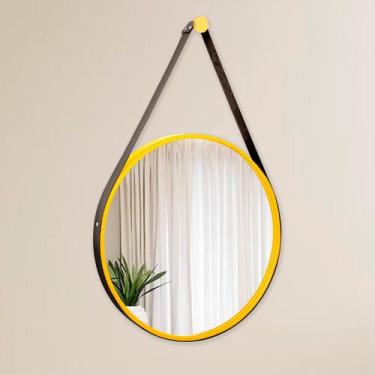 Imagem de Espelho Decorativo Adnet Redondo 40cm Amarelo/Preto - In House Decor