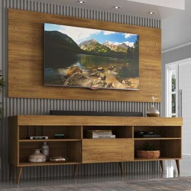 Imagem de Rack Retrô com Painel para Tv até 55 Polegadas e 1 Porta Espresso Móveis Nature