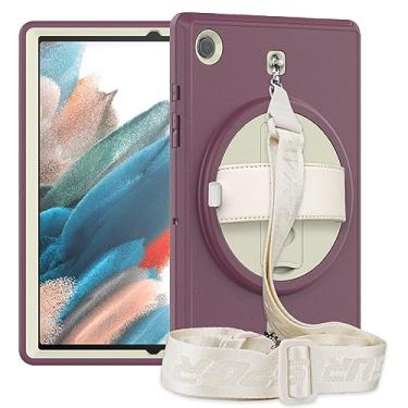 Imagem de Capa protetora rígida e robusta compatível com Samsung Galaxy Tab A8 capa de 10,5 polegadas 2021 (SM-X200/X205) Tablet - capa protetora multicamadas com protetor de tela (cor: rosa escura)