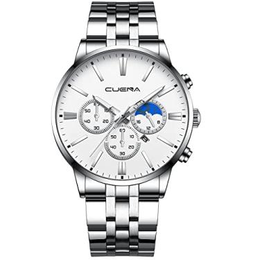 Imagem de Relógio masculino de luxo moderno, moderno, quartzo, pulseira de aço inoxidável, à prova d'água, relógio calculadora vintage, A, One Size, Relógio de quartzo