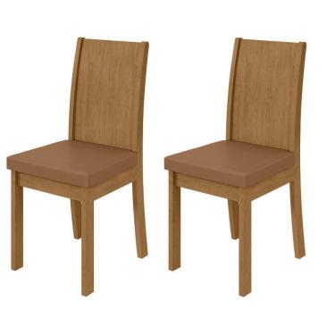 Imagem de Conjunto 2 Cadeiras Athenas Amêndoa/Courino Caramelo Lopas