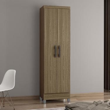 Imagem de Armário Multiuso com Pés 2 Portas Slim Poquema - Castanho