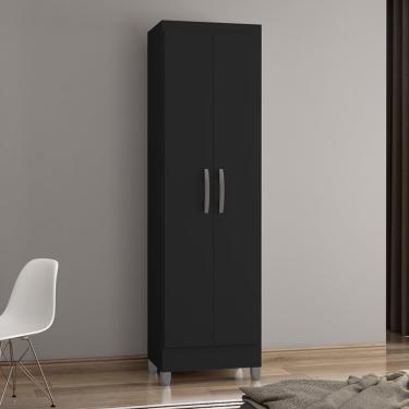 Imagem de Armário Multiuso com Pés 2 Portas Slim Poquema - Preto