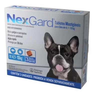 Imagem de Antipulgas e Carrapatos Nexgard 28,3mg Cães 4,1 a 10 Kg - c/ 3 Tabletes