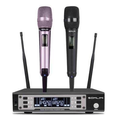 Imagem de SOMLIMI original EW135G4 Sem Fio Microfone Profissional para Cantares Performances dePalco Karaoke Conferenciada lgreja Palestr (135-Black and Pink)