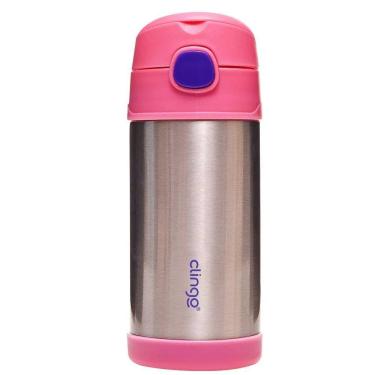 Imagem de Garrafinha Térmica Com Canudo 310ml Inox Rosa Clingo
