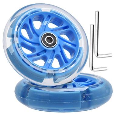 Imagem de OTFAITP 120 mm x 28 mm Rodas dianteiras de patinete iluminadas 8 mm OD Inline, rolamento de LED Roda silenciosa flash com rolamentos ABEC-9 para micromini dobrável 2-3-4 rodas crianças scooter kickboard