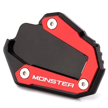 Imagem de Modeer Para Ducati Monster 937 2021-2022 Monster 821 1200 1200S 2014-2019 Suporte CNC para motocicleta, suporte lateral de pé, acessórios de almofada de placa ampliada (vermelho preto)