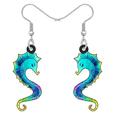 Imagem de DALANE Brincos de acrílico anime hipocampo cavalo marinho animais do oceano pingente joias para mulheres meninas crianças pingentes presentes, Medium, Acrílico, Sem pedra preciosa