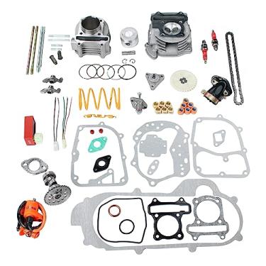 Imagem de Glixal Kit completo de reconstrução de cilindro de furo grande GY6 100cc 50mm com cabeça de cilindro de válvula grande de desempenho para 139QMB 139QMA 147QMD Motor Scooter Moped ATV Go-Kart (válvulas maiores de 69 mm-18,5/20,5 mm)