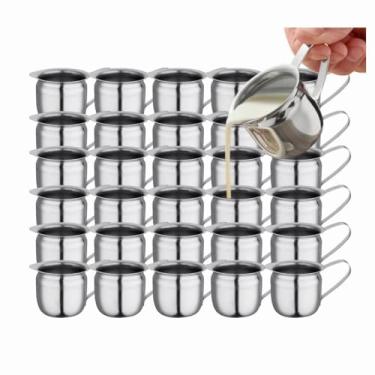 Imagem de Conjunto de jarras de aço inoxidável de 1,020 a 85 g, dispensador de leite de restaurante, creme de café de aço inoxidável