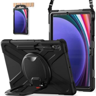 Imagem de BATYUE Capa para Samsung Galaxy Tab S10+ Plus /S9 FE+ Plus /S9+ Plus /S8+ Plus/S7+ Plus/S7 FE 5G 12,4 polegadas, capa protetora à prova de choque para tablet com alça de ombro, suporte, preta