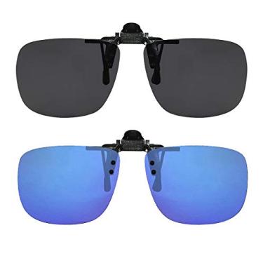 Imagem de Success Eyewear Óculos de Sol Clip On Flip Up, Polarizados, Unissex, Clássico, Plástico, Fumê e Azul, Polarizados, UV Protection, Ciclismo, Adulto Unissex