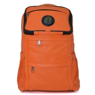 Imagem de HUFFAM Mochila de couro para homens e mulheres de grande capacidade – Bolsa de couro genuíno laranja para laptop de 39.6 cm, mochila para negócios, mochila casual, Laranja, Large, 031-bagpack