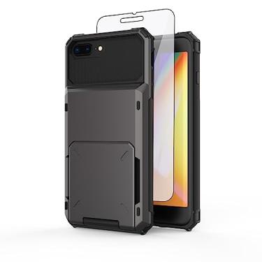 Imagem de Asuwish Capa de celular para iPhone 7plus 8plus 7/8 Plus com protetor de tela de vidro temperado e compartimento para cartão de crédito, capa protetora híbrida i Phone7s 7s + 7+ 8s 8+ Phones8 7p 8p